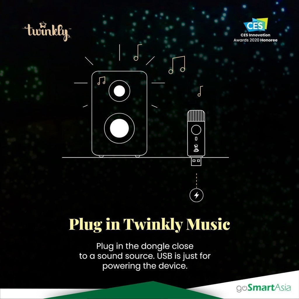 Aksesori goSmart Asia Dongle Muzik Twinkly Penerima Pengesan Irama USB Penyesuai Audio Penerima Muzik Dongle USB