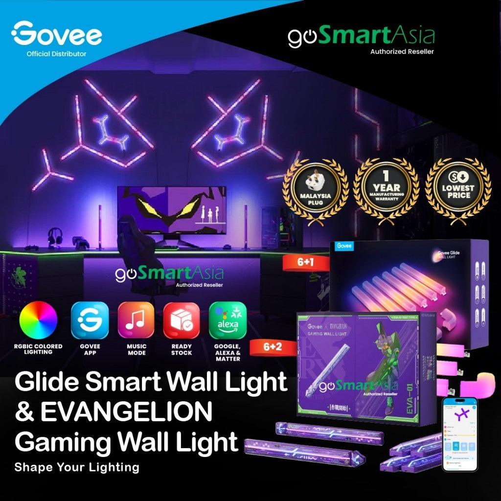 goSmart Asia Govee Glide Smart Wall Light (8+4) (6+1) Gaming Light Neon Light Smart Light Lampu Dinding