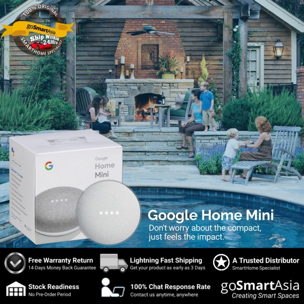 Google Home Mini (Versi UK dengan Palam Asal Malaysia - Warna Kapur)