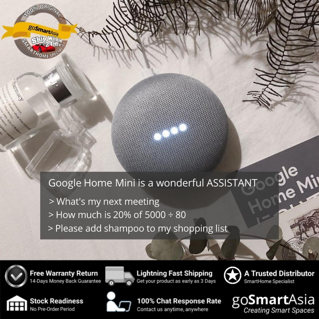 Google Home Mini (Versi UK dengan Palam Asal Malaysia - Warna Kapur)