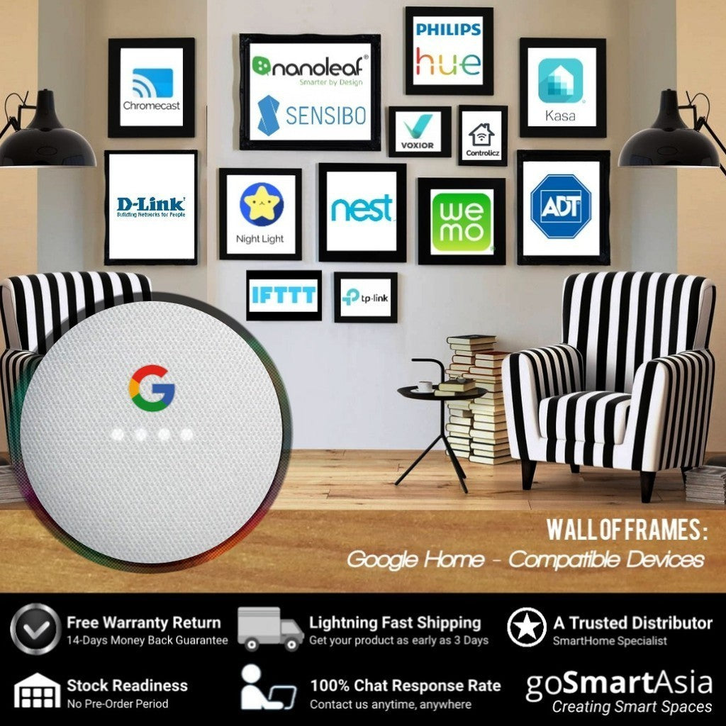 Google Home Mini (Versi UK dengan Palam Asal Malaysia - Warna Kapur)
