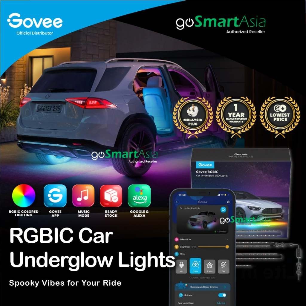 goSmart Asia Govee RGBIC Underglow Car Light Car Atmosphere Light Led Light Car Exterior Light Lampu Bawah Kereta
