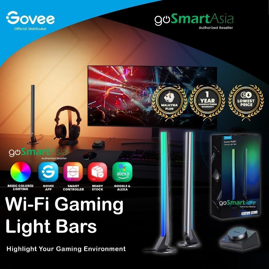 goSmart Asia Govee Smart Gaming Light Bars Pro Gaming Light Smart Light RGB Light LED Light Lampu Hiasan Lampu LED