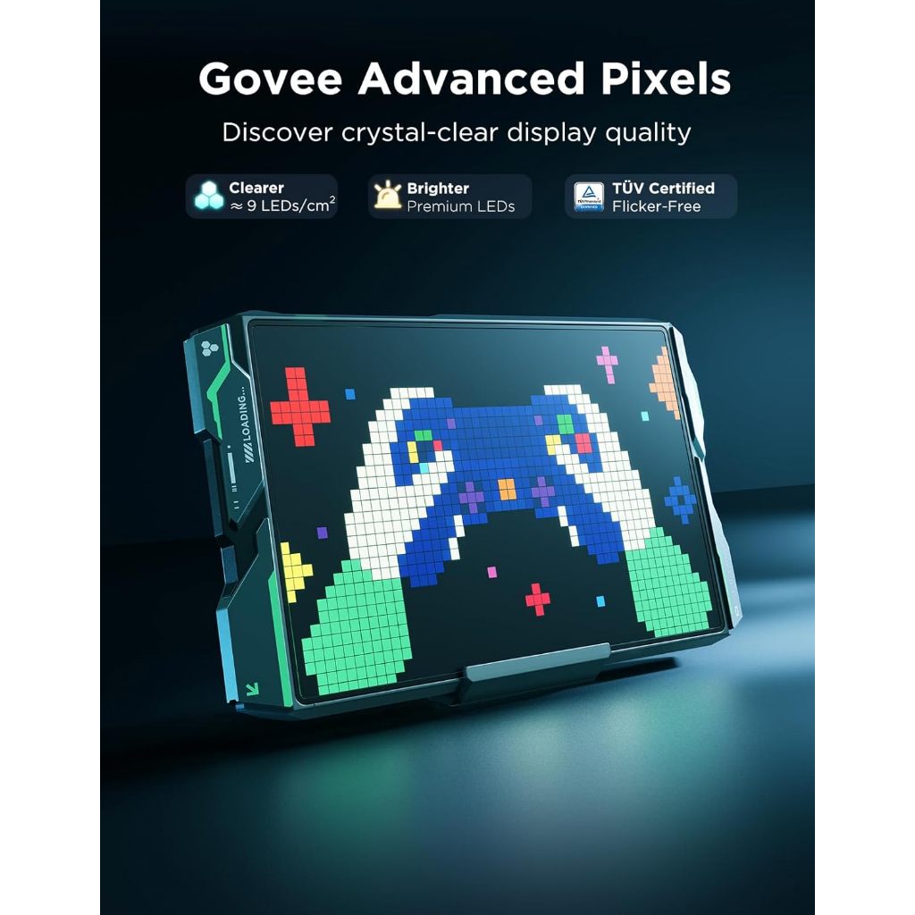 Govee Gaming Pixel Light【EU Plug】RGBIC LED Panel with Real-time Info Display, 150+ Scene Modes & DIY Options