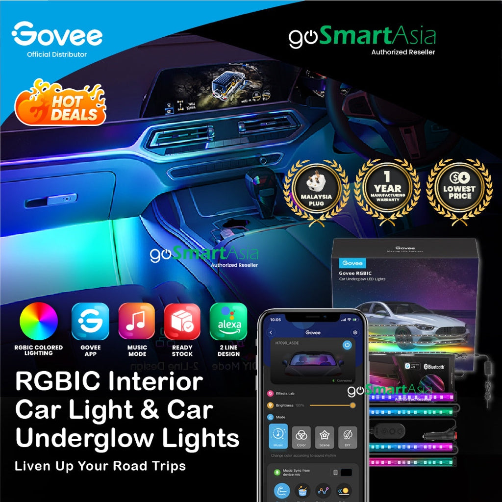 goSmart Asia Govee RGBIC Interior Car Light Car Atmosphere Light Led Light Car Interior Light Lampu Dalam Kereta