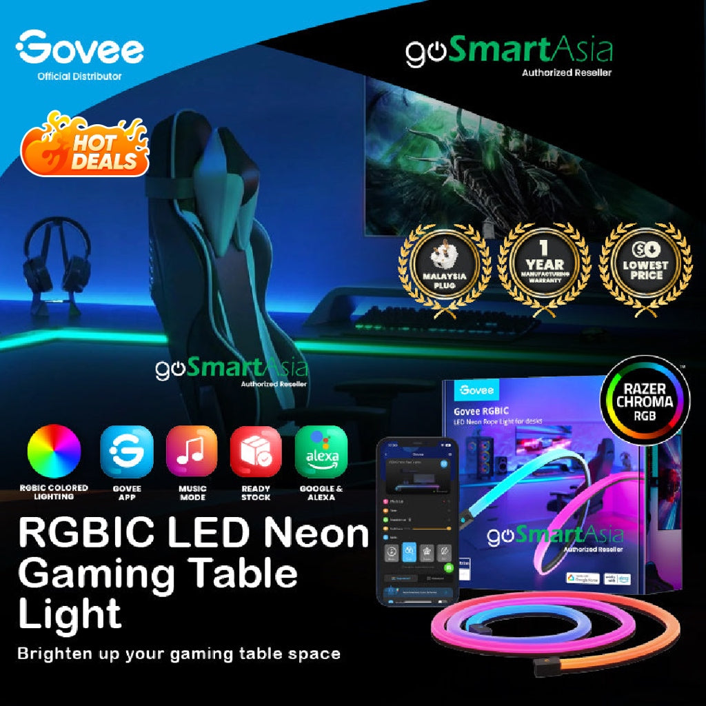 goSmart Asia Govee 3M Neon Strip Light 【EU PLUG】  for Desk with Music Sync DIY Lighting Mode LED Light Strip RGB Light Gaming Light