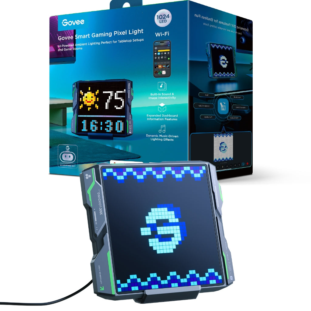 Govee Gaming Pixel Light【EU Plug】RGBIC LED Panel with Real-time Info Display, 150+ Scene Modes & DIY Options