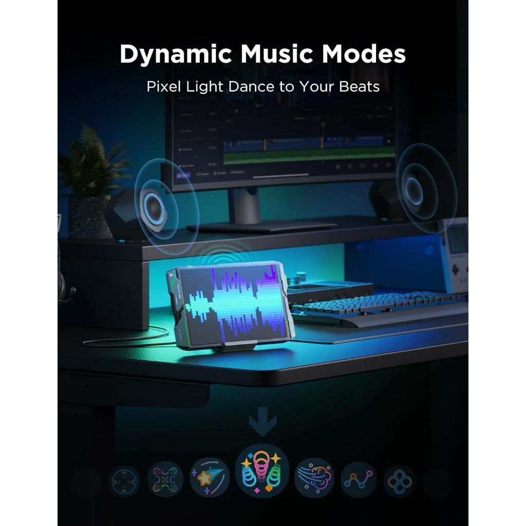 Govee Gaming Pixel Light【EU Plug】RGBIC LED Panel with Real-time Info Display, 150+ Scene Modes & DIY Options