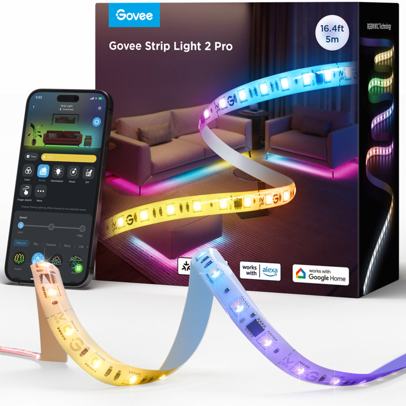 goSmart Asia Govee M1 5M/2M Lampu Jalur LED RGBICW Penting Serasi Apple HomeKit Lampu Jalur LED Boleh Dilanjutkan Lampu LED