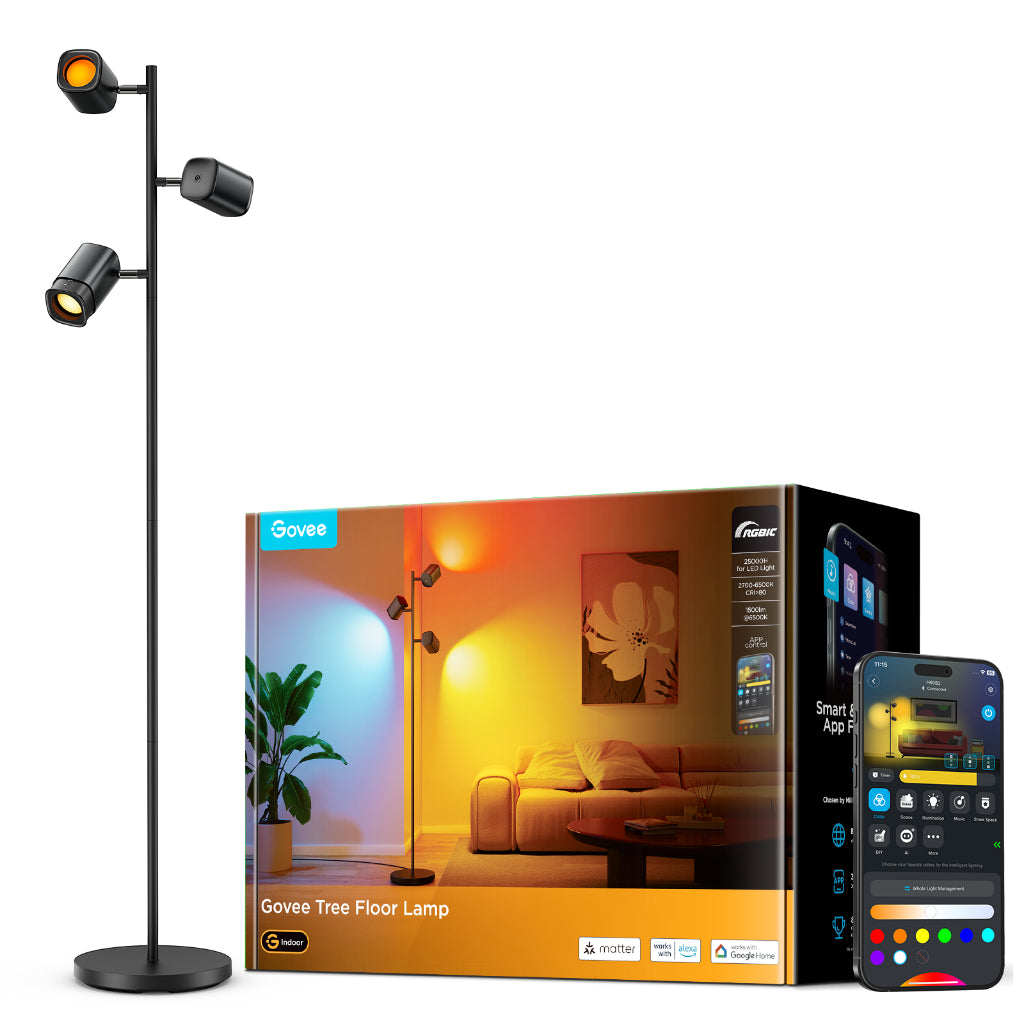 goSmart Asia Govee Lyra/Cylinder/Uplighter/Tree Lamp Floor Lamp Floor Lamp 2 Floor Lamp Pro Black 2 RGBIC Technology Stand Lamp Gaming Light Lampu Lantai