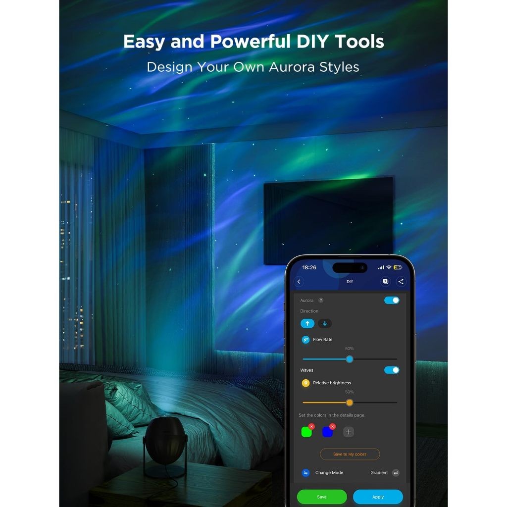 Govee Star Light Projector &  Projector 2 Pro with 3 Aurora Flowing Effects, Star Projector Works with Matter Night Ligh